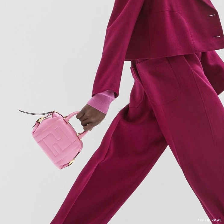 Vintage HOT Pink Nappa Fendi Mini FF Bag In Cube Leather 0721